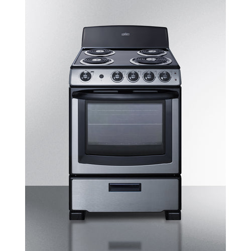 Summit - 24" wide electric coil top range in stainless steel - PROEL24SS