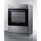 Summit - 24" wide smooth-top electric range in stainless steel - REXT24SS