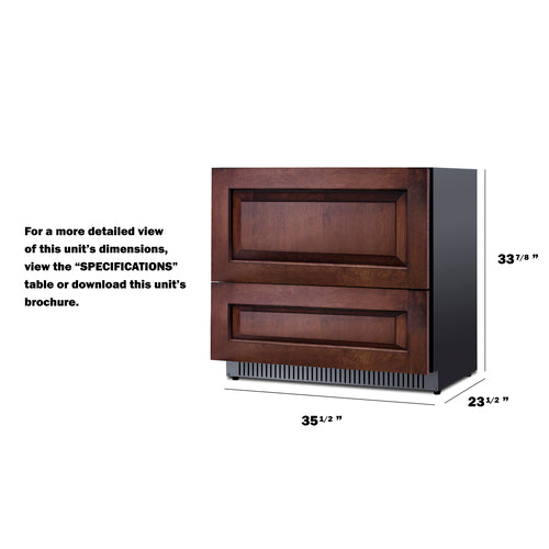 Summit - 36" wide built-in undercounter 2-drawer all-refrigerator - SPR36332DPNR