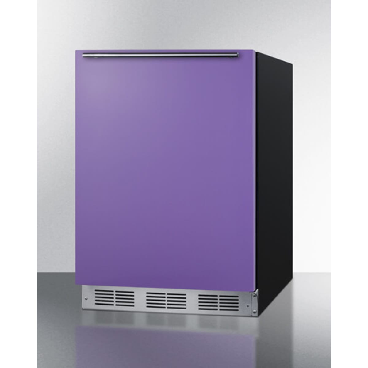 Summit - ADA height 24" all-refrigerator for residential use with lavender purple door, stainless steel handle, and black cabinet - BAR631BKPADA