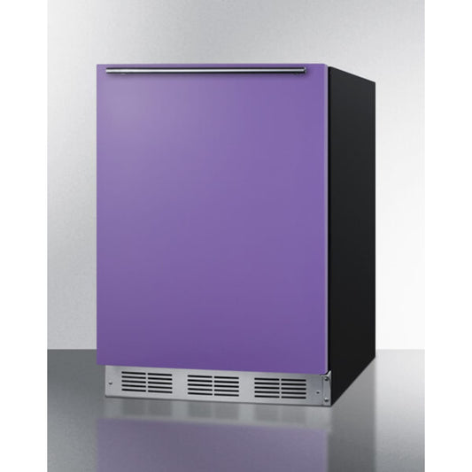 Summit - ADA height 24" all-refrigerator for residential use with lavender purple door, stainless steel handle, and black cabinet - BAR631BKPADA