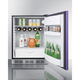 Summit - ADA height 24" all-refrigerator for residential use with lavender purple door, stainless steel handle, and black cabinet - BAR631BKPADA
