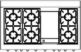 Capital Cooking - 48" Capital Culinarian Range - Manual Clean - 25K BTU - 6 Open Burners + 12" Griddle, 1 8K BTU Small Pan Burner - MCOR486G