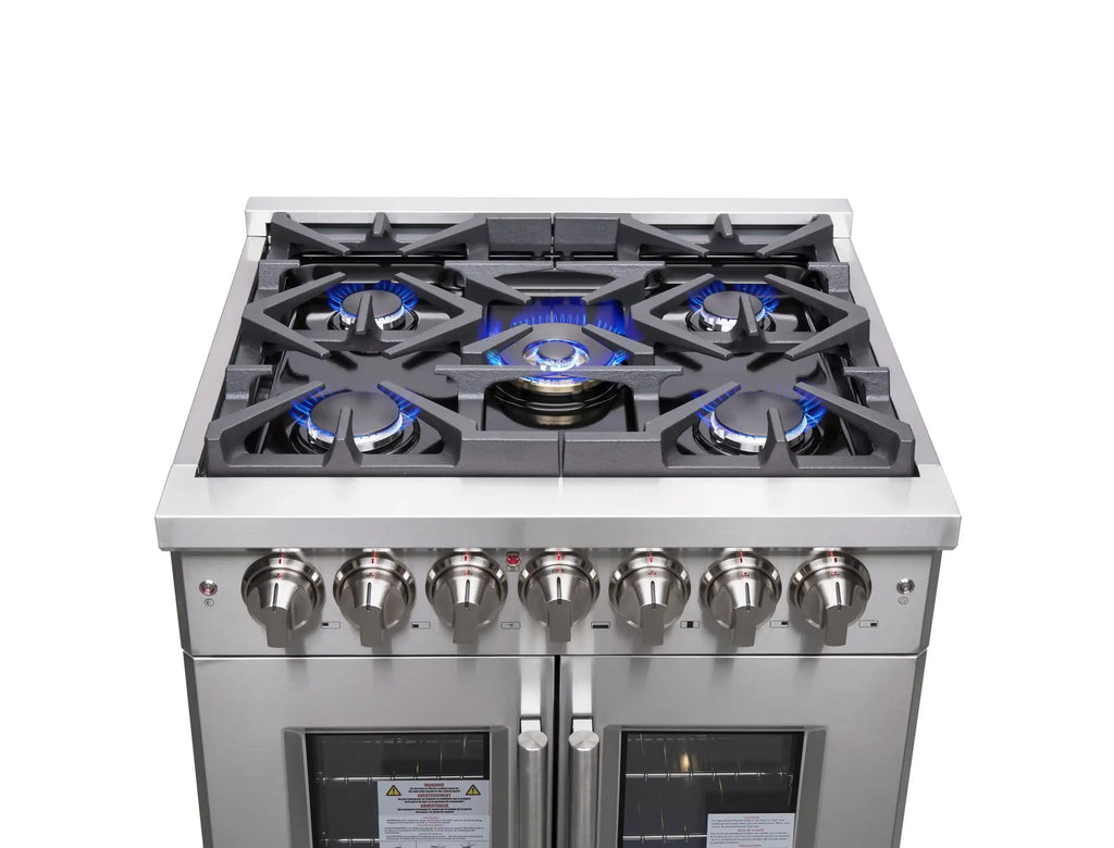 Forno - 30" Massimo 5 Burner Freestanding French Door Dual Fuel Range in Stainless Steel