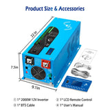 SunGold Power - 2000W-DC12V Pure Sine Wave Inverter - LFP2K12V120VSG