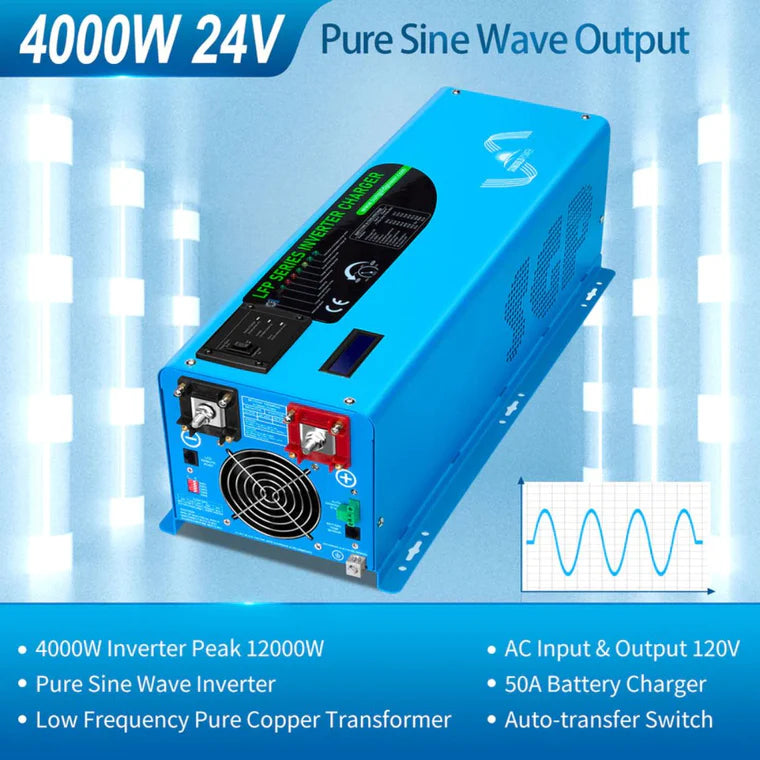 SunGold Power - 4000W-DC24V Pure Sine Wave Inverter - LFP4K24V120VSG