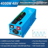 SunGold Power - 4000W-DC48V Split Phase Pure Sine Wave Inverter - LFP4K48V230VSP