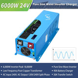 SunGold Power - 6000W-DC24V Split Phase Pure Sine Wave Inverter - LFP6K24V230VSP