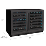 Allavino - Reserva Series 100 Bottle 34" Tall Three Zone Black Stainless Steel Side-by-Side Wine Cooler Refrigerator - BF 3Z-BDW5034-BS