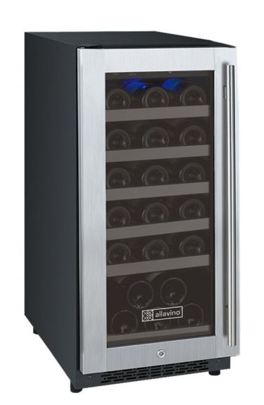 Allavino - 15" Wide FlexCount II Tru-Vino 30 Bottle Single Zone Stainless Steel Right Hinge Wine Refrigerator