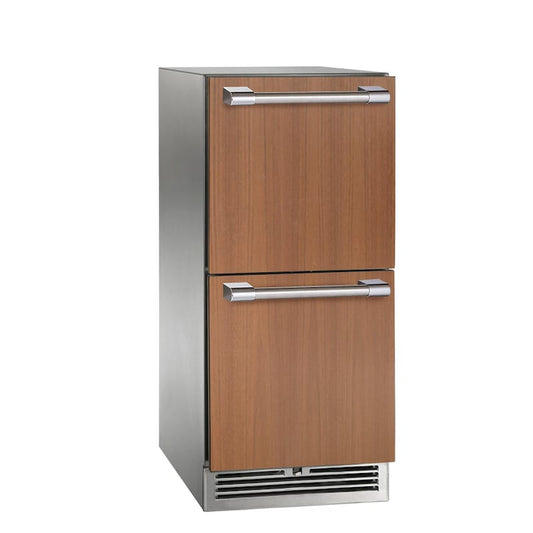 Perlick - 15" Signature Series Outdoor Refrigerator Drawers, fully integrated panel-ready, with lock - HP15RO-4