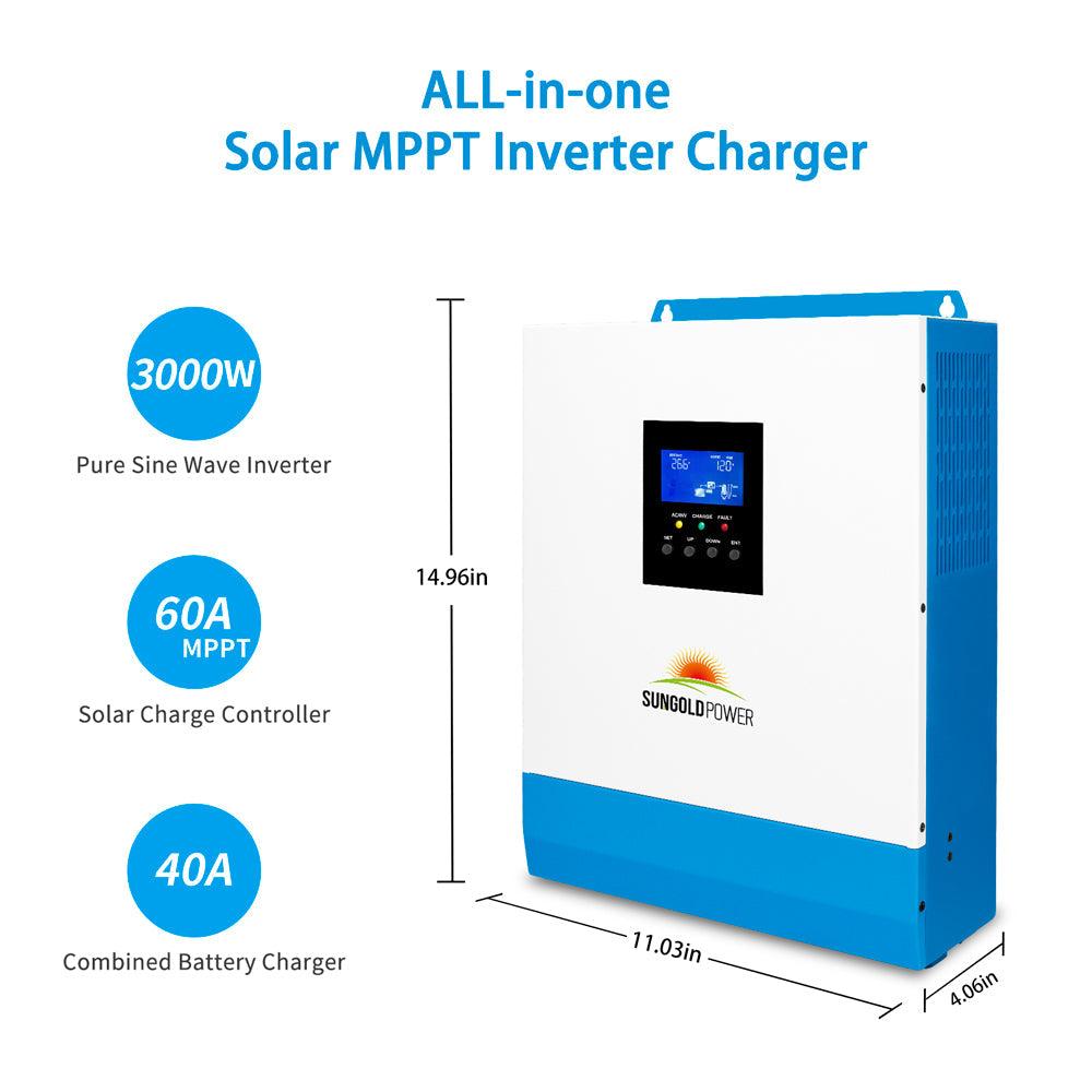 SunGold Power - 3000W 24V Solar Inverter Charger | SG3K24SIC