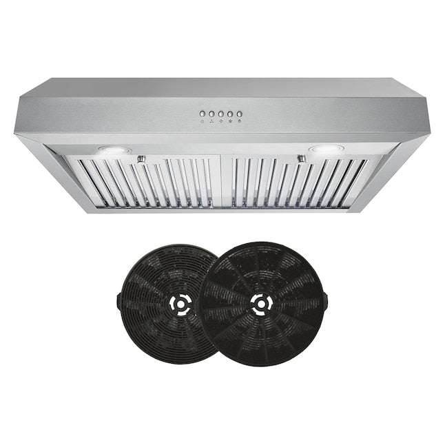 Cosmo - 30 in. Ductless Under Cabinet Range Hood in Stainless Steel with LED Lighting and Permanent Filters & Carbon Filter Kit for Recirculating | UC30-DL