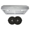 Cosmo - 30 in. Ductless Under Cabinet Range Hood in Stainless Steel with LED Lighting and Permanent Filters & Carbon Filter Kit for Recirculating | UC30-DL