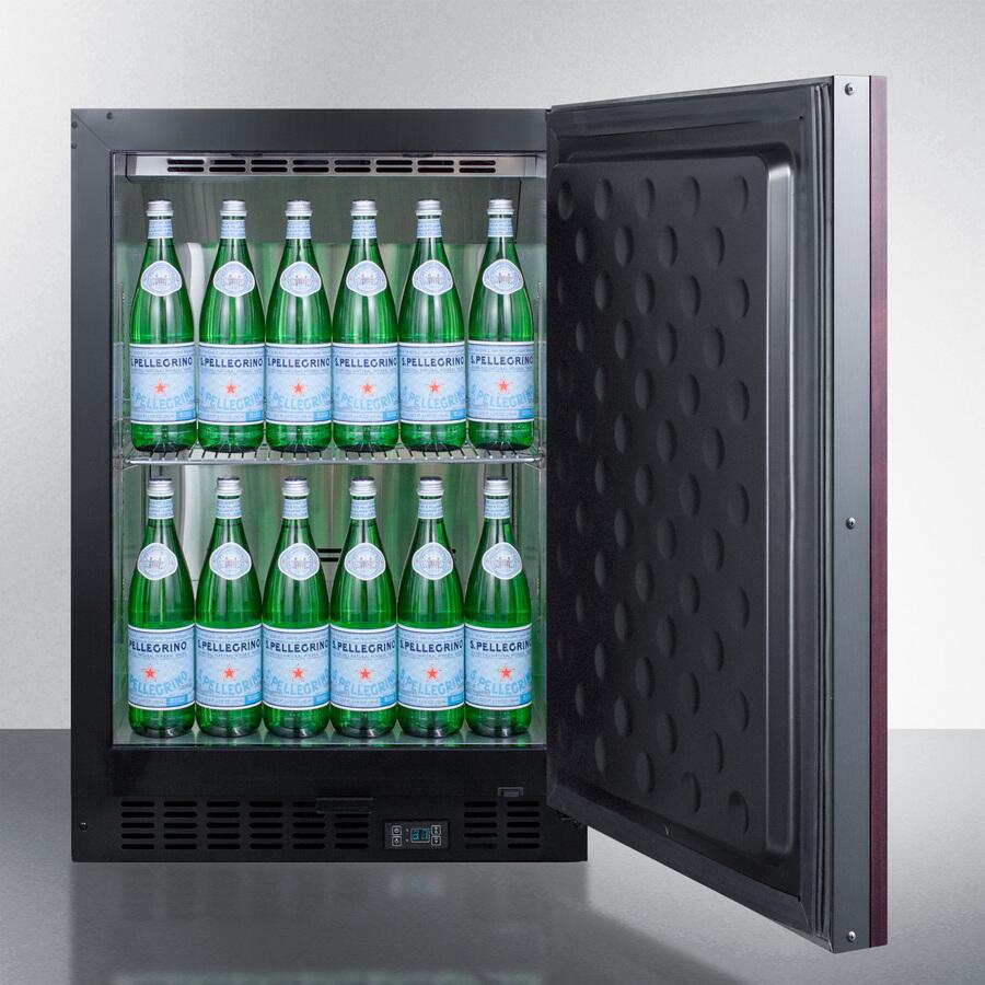 Summit | 24" Built-In Commercial Beverage Center with 5.0 Cu. Ft. Capacity, Reversible, Panel Ready, Stainless Steel Door, Open Door & Temperature Alarm, Temperature Memory, Cantilevered Shelves, Sabbath Mode, and 100% CFC Free | SCR610BLSDIF