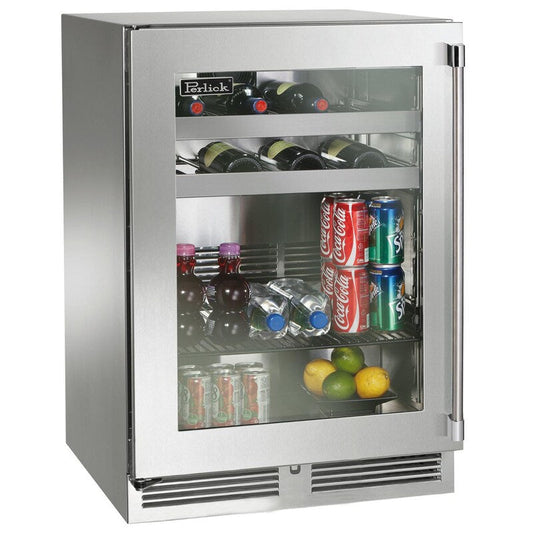 Perlick - Signature Series Shallow Depth 18" Depth Outdoor Beverage Center with stainless steel glass door, with lock - HH24BO