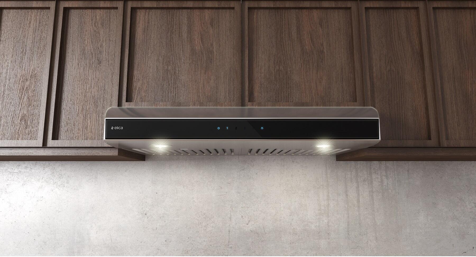 Elica - ARIA - Techne - 36" W x 20" D x 4 3/4" H, Stainless & Black Glass - UNDERCABINET HOODS | EAI436SS