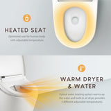 VOVO  STYLEMENT UV-A Sterilization LED White Elongated Slow-Close Heated Bidet Toilet Seat