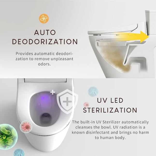 VOVO  STYLEMENT UV-A Sterilization LED White Round Slow-Close Heated Bidet Toilet Seat