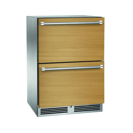 Perlick - 24" Signature Series Outdoor Refrigerator Drawers, fully integrated panel-ready, with lock - HP24RO-4