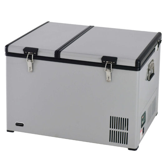 Whynter - 90 Quart Dual Zone Portable Fridge/ Freezer with 12v Option and Wheels | FM-901DZ