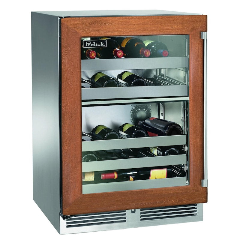 Perlick - 24" Signature Series Outdoor Dual-Zone Wine Reserve with fully integrated panel-ready glass door, with lock - HP24DO