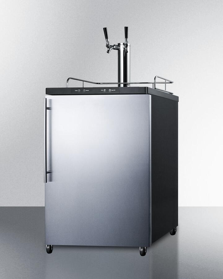 Summit - 24 Inch Commercial Kegerator with 5.6 Cu. Ft. 1/2 Barrel (or 1/6) Capacity, Sankey Dual Tap Kit, Automatic Defrost, Digital Thermostat, Stainless Steel Wrapped Door, and ETL-S Listed to NSF-7 Standards | [SBC635M7SSHVTWIN]