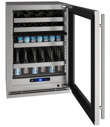 U-Line | Beverage Center 24" Dual Zone Lock Right Hinge Stainless Frame 115v | 5 Class | UHBD524-SG41A