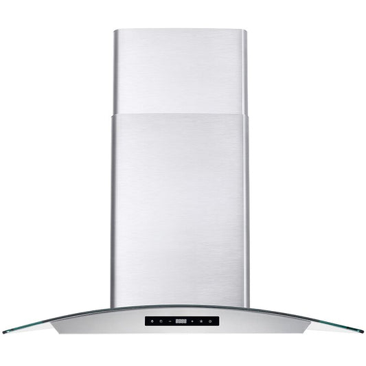 Cosmo - 30 in. Ductless Wall Mount Range Hood in Stainless Steel with LED Lighting and Carbon Filter Kit for Recirculating | COS-668AS750-DL