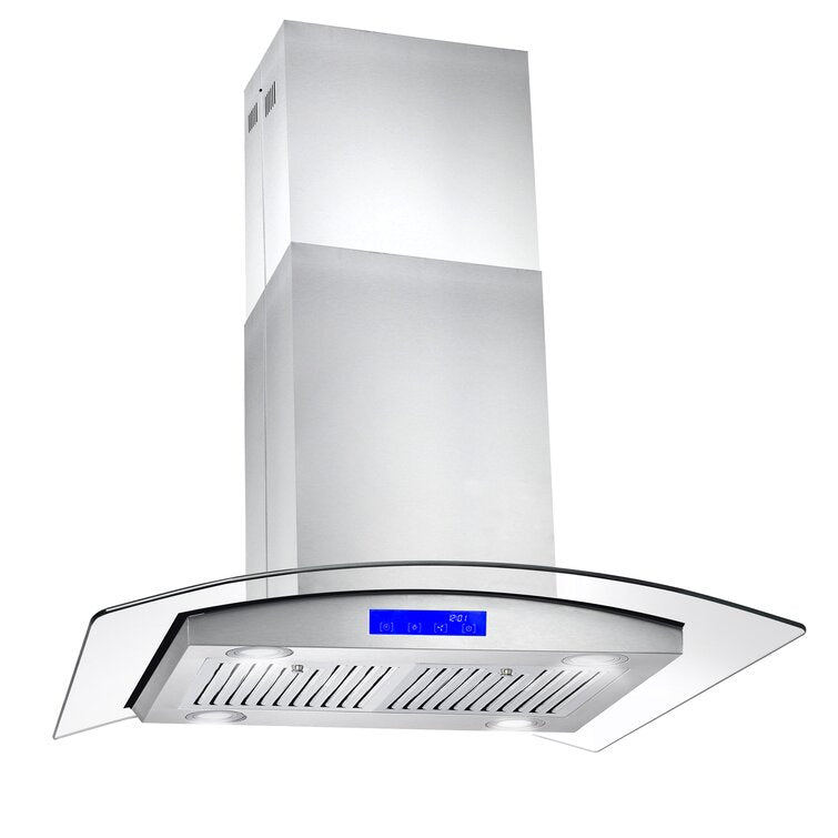 Cosmo - 30 in. Ductless Island Range Hood in Stainless Steel with LED Lighting and Carbon Filter Kit for Recirculating | COS-668ICS750-DL