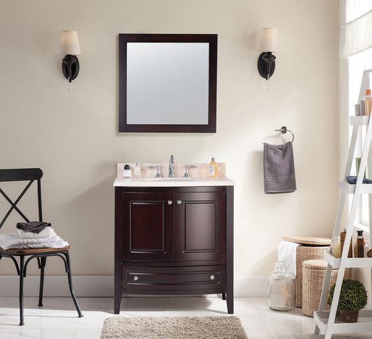 Laviva - Estella 32" Brown Bathroom Vanity with Jerusalem Gold Marble Countertop | 3130709-32B-JG