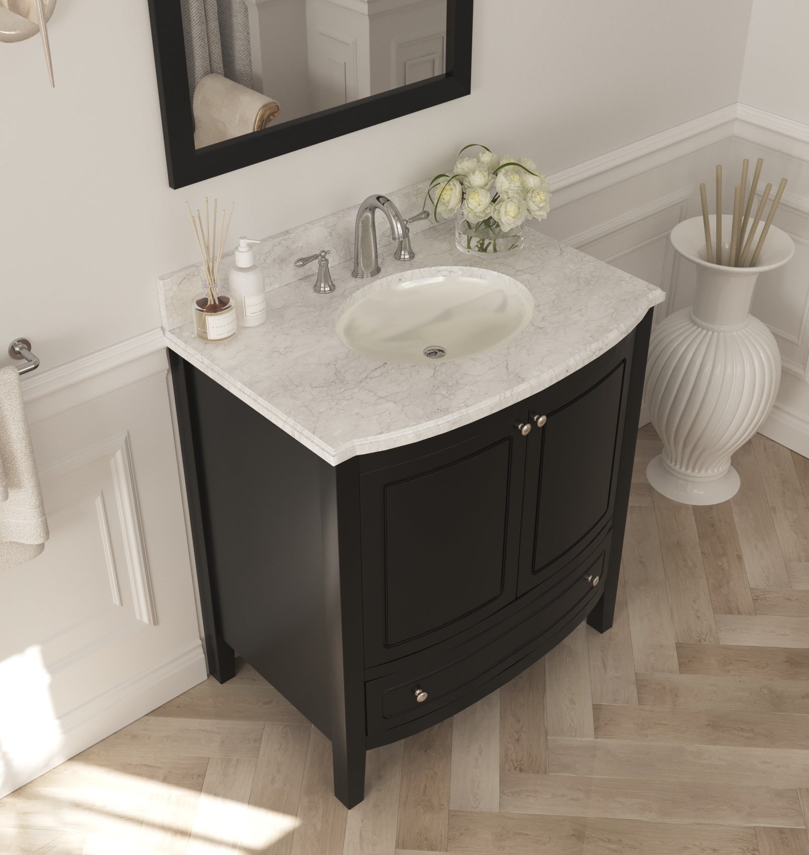 Laviva - Estella 32" Espresso Bathroom Vanity with White Carrara Marble Countertop | 3130709-32E-WC