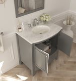 Laviva - Estella 32" Grey Bathroom Vanity with White Carrara Marble Countertop | 3130709-32G-WC