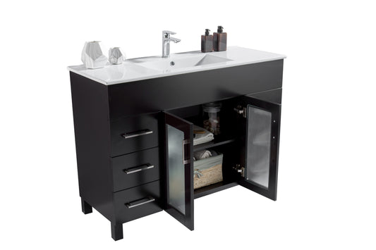 Laviva - Nova 48" Espresso Bathroom Vanity with White Ceramic Basin Countertop | 31321529-48E-CB