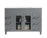 Laviva - Nova 48" Grey Bathroom Vanity with White Ceramic Basin Countertop | 31321529-48G-CB