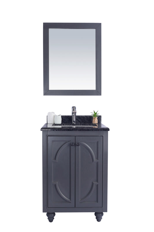 Laviva - Odyssey 24" Maple Grey Bathroom Vanity with Black Wood Marble Countertop | 313613-24G-BW
