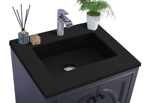 Laviva - Odyssey 24" Maple Grey Bathroom Vanity with Matte Black VIVA Stone Solid Surface Countertop | 313613-24G-MB