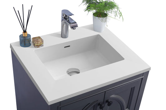 Laviva - Odyssey 24" Maple Grey Bathroom Vanity with Matte White VIVA Stone Solid Surface Countertop | 313613-24G-MW