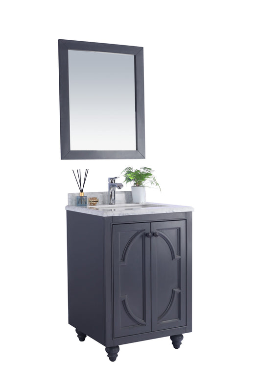 Laviva - Odyssey 24" Maple Grey Bathroom Vanity with White Carrara Marble Countertop | 313613-24G-WC