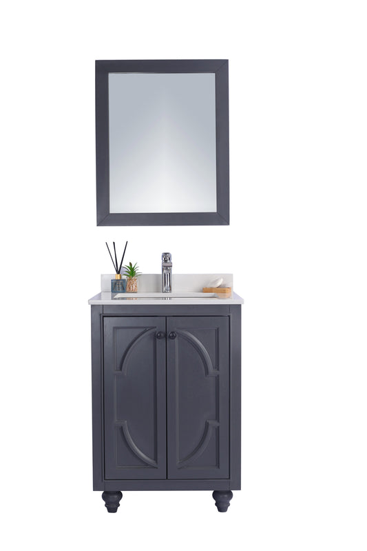 Laviva - Odyssey 24" Maple Grey Bathroom Vanity with White Quartz Countertop | 313613-24G-WQ