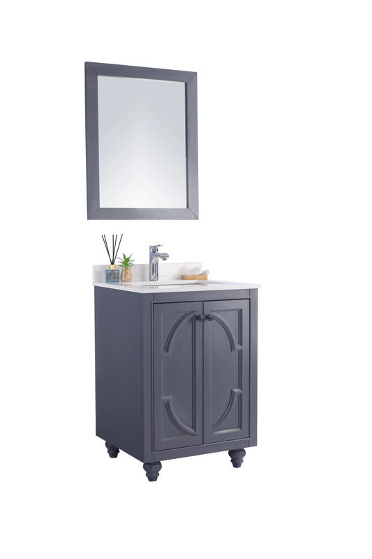 Laviva - Odyssey 24" Maple Grey Bathroom Vanity with White Quartz Countertop | 313613-24G-WQ