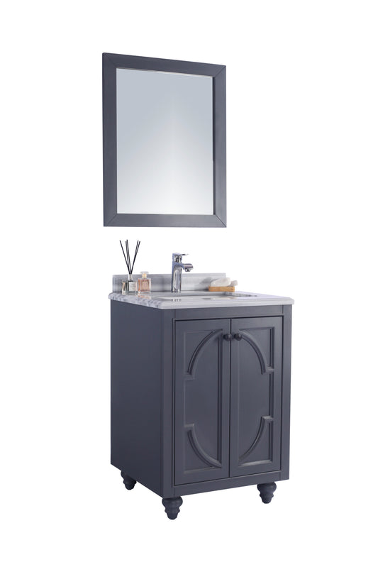 Laviva - Odyssey 24" Maple Grey Bathroom Vanity with White Stripes Marble Countertop | 313613-24G-WS