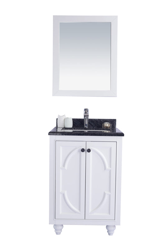 Laviva - Odyssey 24" White Bathroom Vanity with Black Wood Marble Countertop | 313613-24W-BW