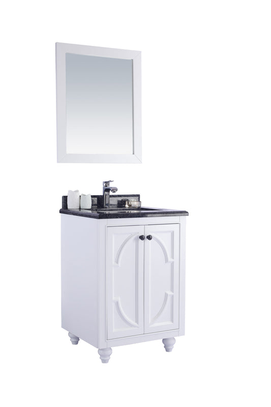 Laviva - Odyssey 24" White Bathroom Vanity with Black Wood Marble Countertop | 313613-24W-BW