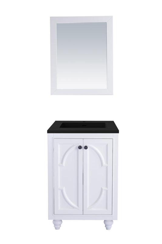 Laviva - Odyssey 24" White Bathroom Vanity with Matte Black VIVA Stone Solid Surface Countertop | 313613-24W-MB