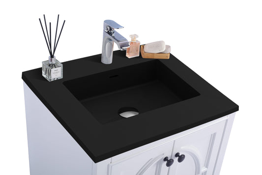 Laviva - Odyssey 24" White Bathroom Vanity with Matte Black VIVA Stone Solid Surface Countertop | 313613-24W-MB