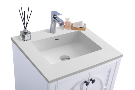 Laviva - Odyssey 24" White Bathroom Vanity with Matte White VIVA Stone Solid Surface Countertop | 313613-24W-MW