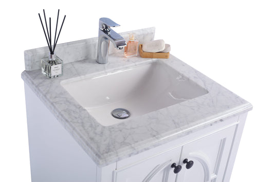 Laviva - Odyssey 24" White Bathroom Vanity with White Carrara Marble Countertop | 313613-24W-WC