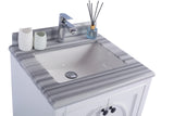 Laviva - Odyssey 24" White Bathroom Vanity with White Stripes Marble Countertop | 313613-24W-WS