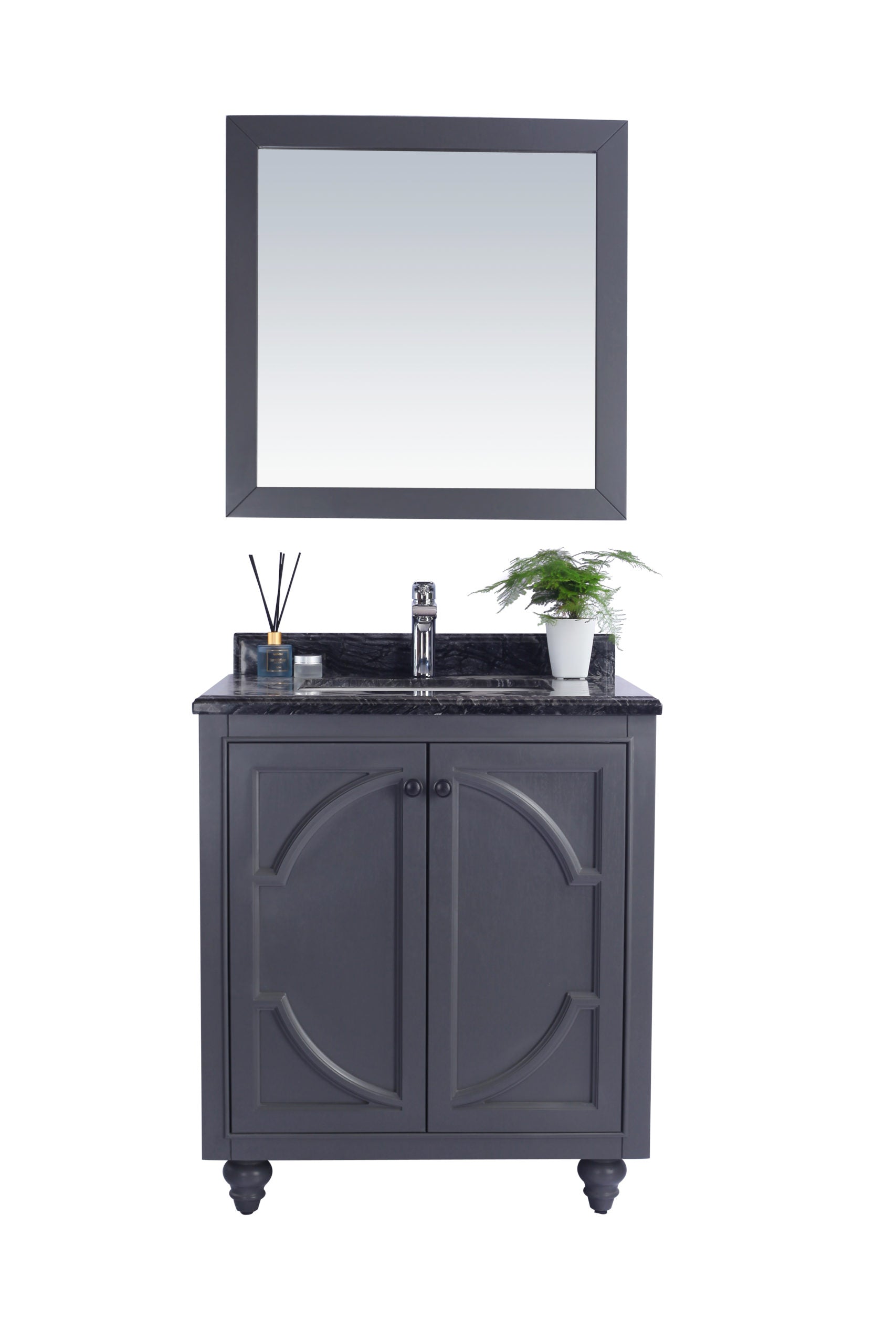 Laviva - Odyssey 30" Maple Grey Bathroom Vanity with Black Wood Marble Countertop | 313613-30G-BW